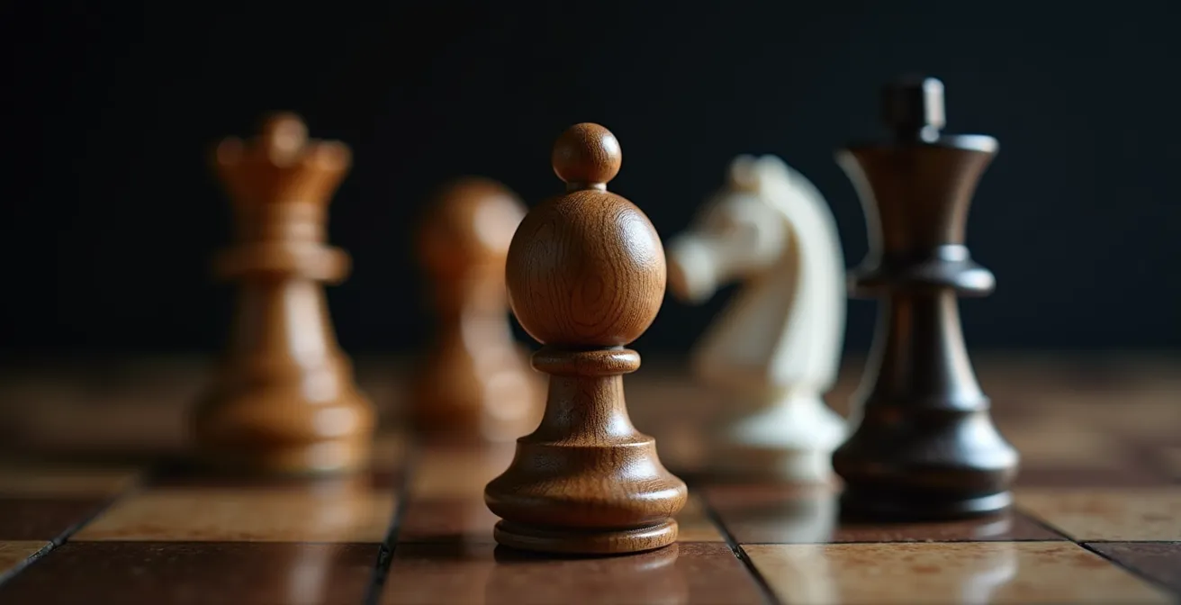 Makroaufnahme verschiedener Schachfiguren mit unterschiedlichen Texturen