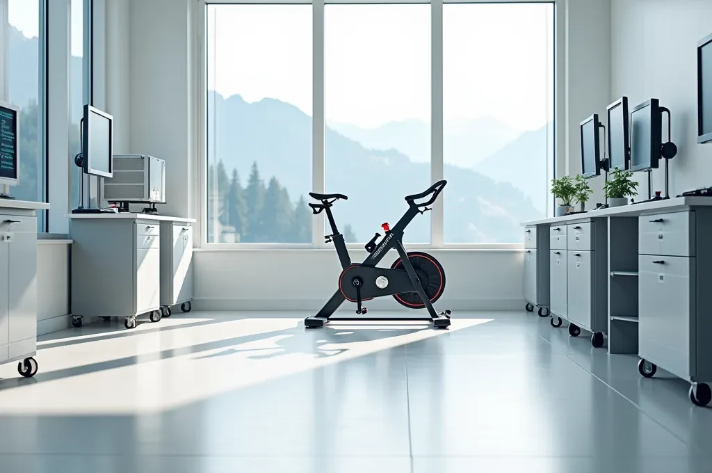Moderne Sportmedizin-Einrichtung mit Ergometer und Messgeräten in der Schweiz