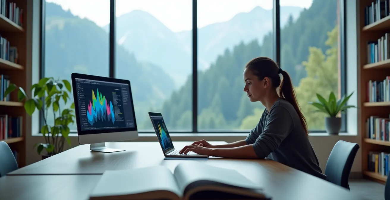 Sportler recherchiert in wissenschaftlicher Datenbank nach Trainingsmethoden