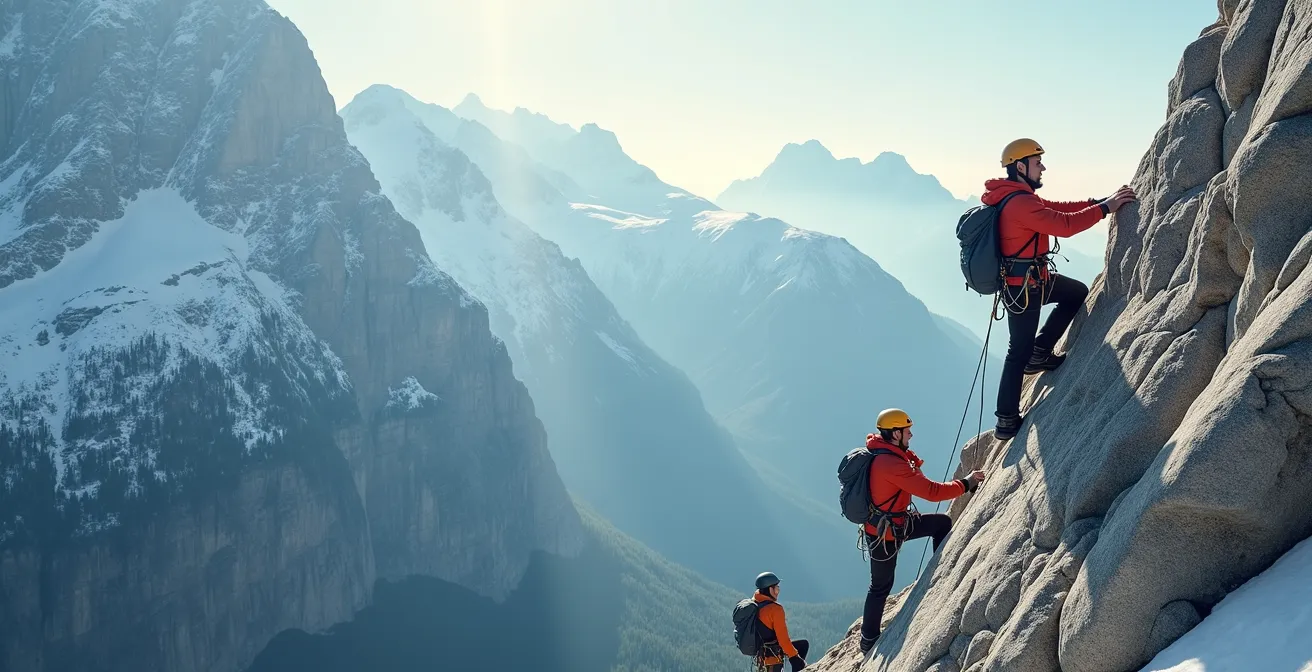 Visualisierung des Toleranzfensters mit Schweizer Bergsportler in drei Zuständen: optimal, übererregt und erstarrt.