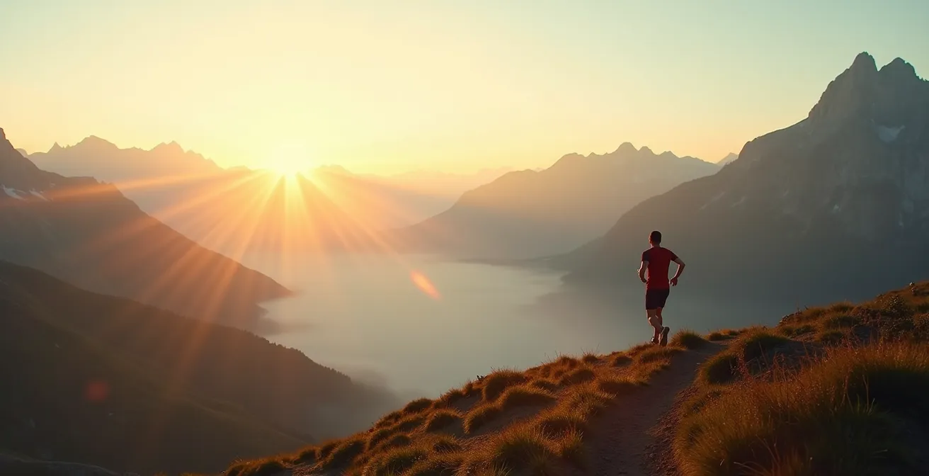 Athlet mit Smart Shirt beim Höhentraining in den Schweizer Alpen mit HRV-Überwachung