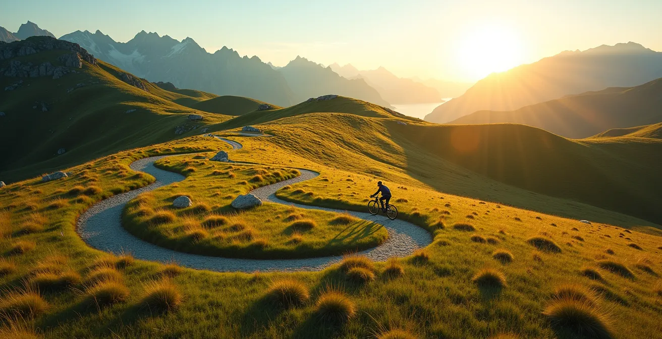 Velofahrer erkundet kreative Routen durch Schweizer Landschaft