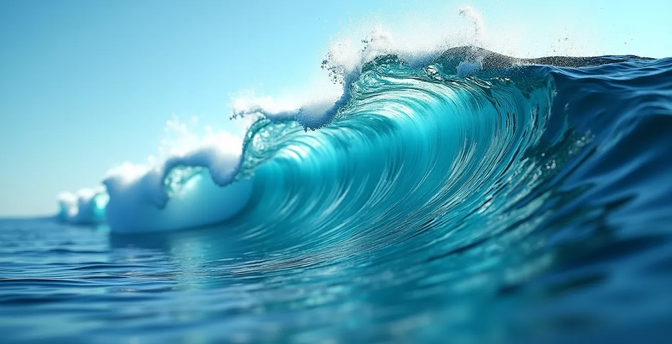 Stufenweiser Aufbau von kleinen zu grossen Wellen als Metapher für progressives Entscheidungstraining unter Druck.