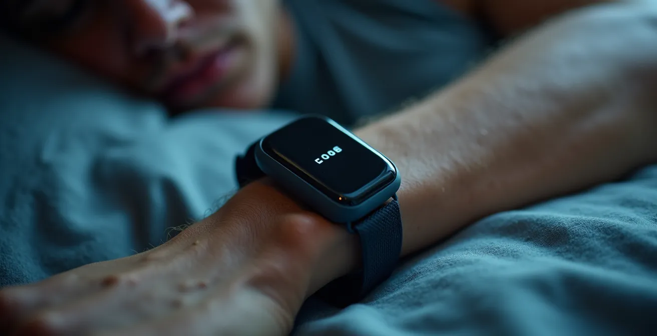 Nahaufnahme von Schlafmonitoring-Sensoren und HRV-Messung